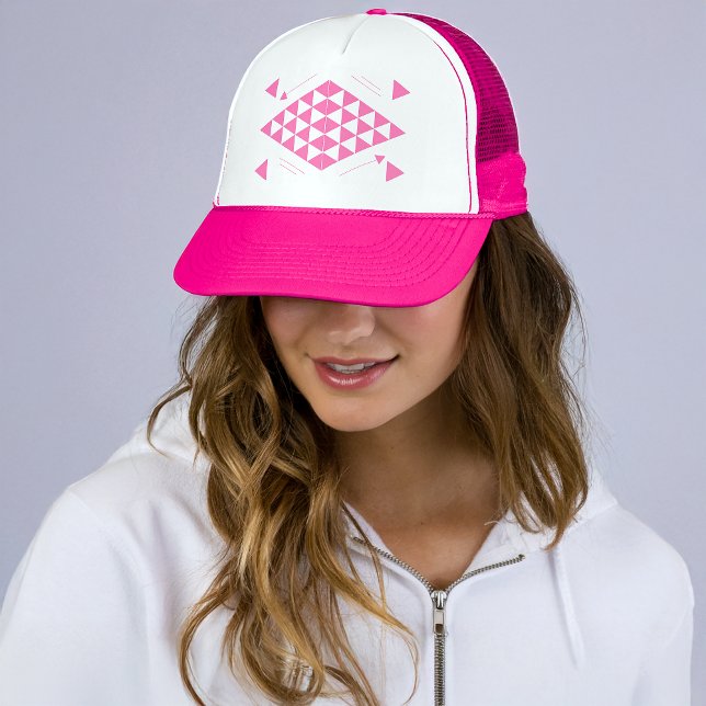 Pink Geometric Triangles Trucker Hat (Creator Uploaded)