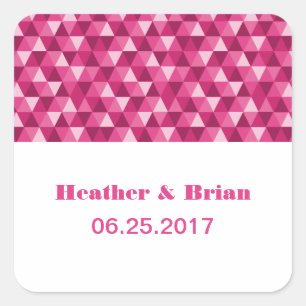 Pink Geometric Triangles Wedding Stickers
