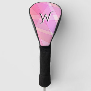 Pink Geometric with Letter Golf Head Cover