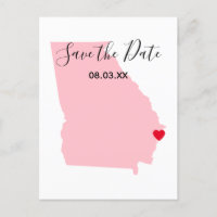 Pink Georgia Red Heart Save the Date