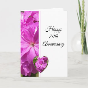 Pink Geranium 70th Wedding Anniversary Card