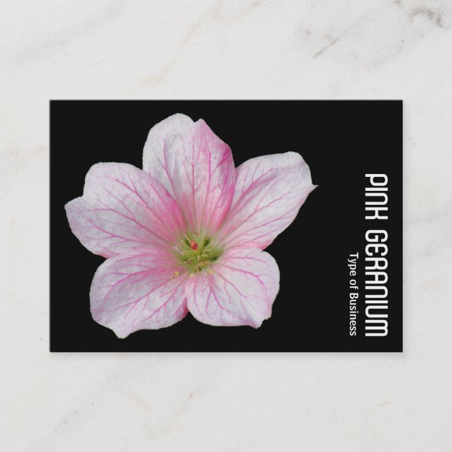 PINK GERANIUM - Black Business Card (Front)