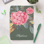 Pink Geranium Garden Green iPad Mini Cover<br><div class="desc">The cover features a vibrant pink geranium flower on a lush green background, capturing the freshness of a blossoming garden. The striking contrast and intricate detailing make your iPad Mini a true work of art. Add your name, monogram or a meaningful inscription to make this cover uniquely yours. Whether you...</div>