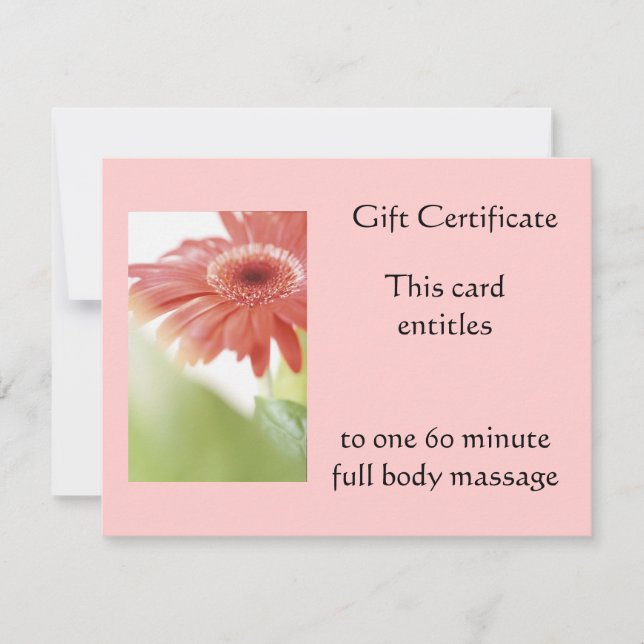 Pink Gerbena Gift Certificate (Front)