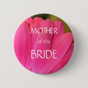 Pink Gerbena Petals Mother of the Bride Button