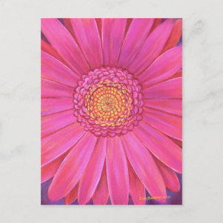 Pink Gerber Close Up Flower Painting Customisable Postcard