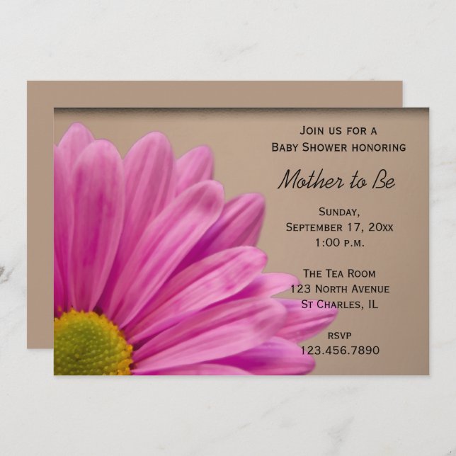 Pink Gerber Daisy Baby Shower Invitation (Front/Back)