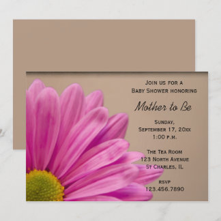 Pink Gerber Daisy Baby Shower Invitation