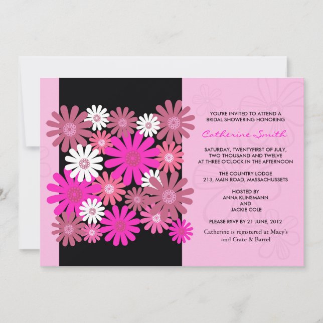 Pink Gerber Daisy Bridal Shower Invitation (Front)