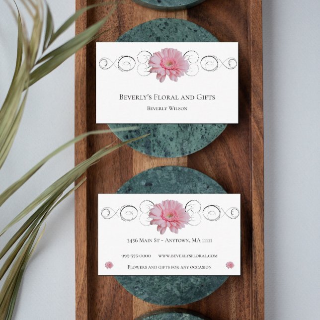 Pink Gerber Daisy Floral Shop Business Card (Creator Uploaded)