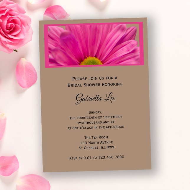 Pink Gerber Daisy Flower Bridal Shower Invitation (Creator Uploaded)