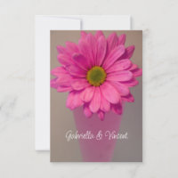 Pink Gerber Daisy in Vase Wedding Flat Note Cards