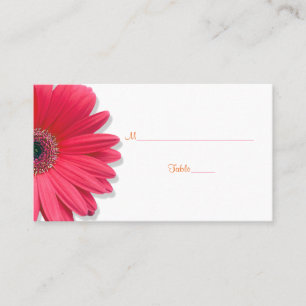 Pink Gerber Daisy Orange Ribbon Wedding Place Card