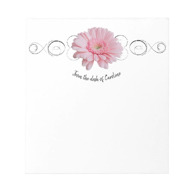 Pink Gerber Daisy Personalised Notepad (Front)