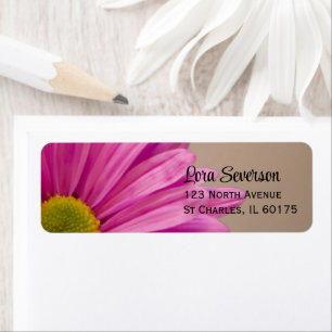 Pink Gerber Daisy Return Address Label