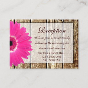 Pink Gerber Daisy Wedding Reception Direction Card