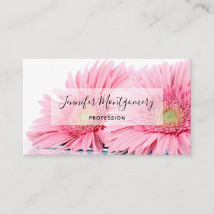 Pink Gerbera Daisies Elegant Photo Business Card