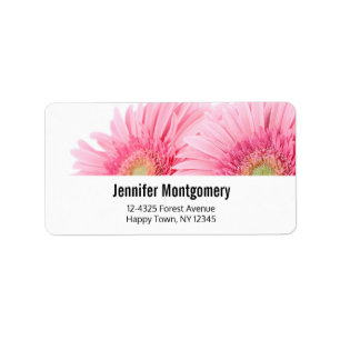 Pink Gerbera Daisies Elegant Photo Label