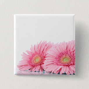 Pink Gerbera Daisies Elegant Photography 15 Cm Square Badge