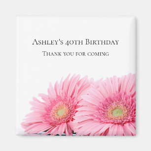Pink Gerbera Daisies Elegant Photography Birthday Magnet