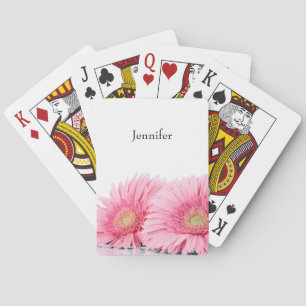 Pink Gerbera Daisies Elegant Photography Playing Cards
