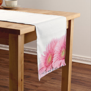 Pink Gerbera Daisies Elegant Photography Short Table Runner