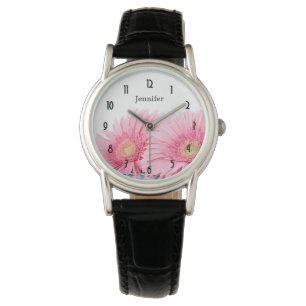 Pink Gerbera Daisies Elegant Photography Watch