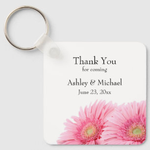 Pink Gerbera Daisies Elegant Photography Wedding Key Ring