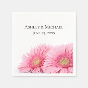 Pink Gerbera Daisies Elegant Photography Wedding Napkin