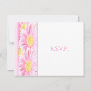 Pink Gerbera Daisies on White Reply Card