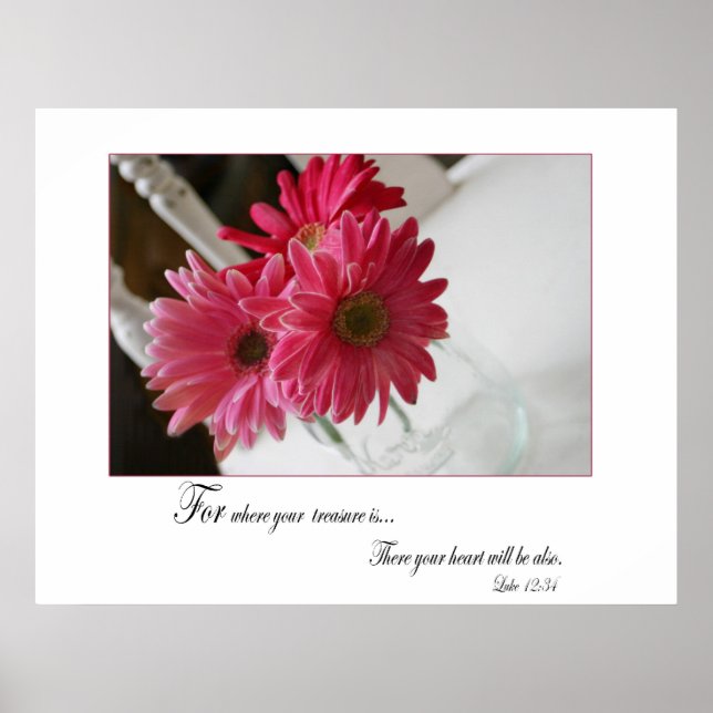 Pink gerbera daisies religious quote poster (Front)