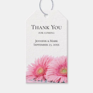 Pink Gerbera Daisies Stylish Photography Wedding Gift Tags