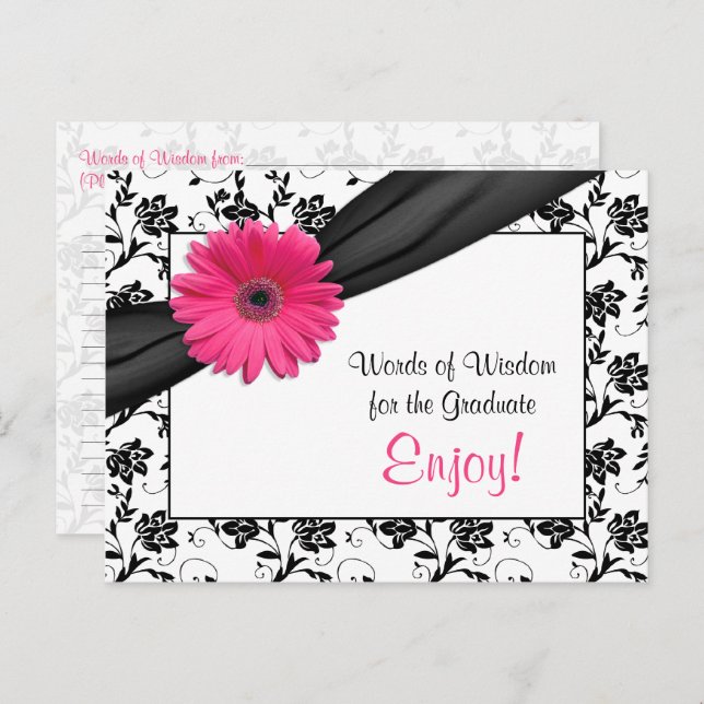 Pink gerbera daisy damask graduation advice (Front/Back)