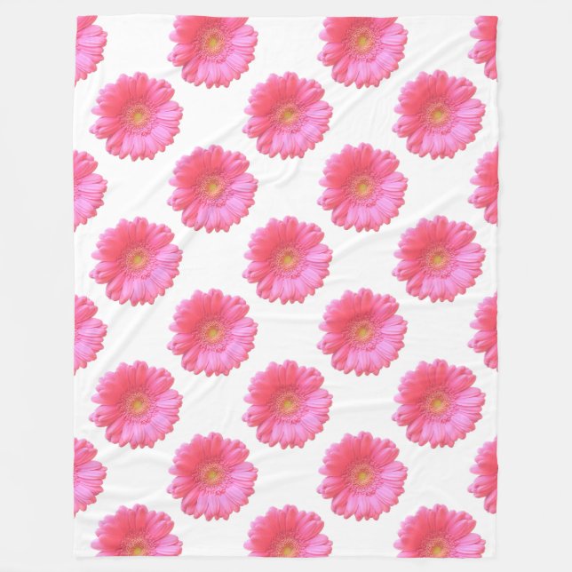 Pink gerbera daisy fleece blanket (Front)