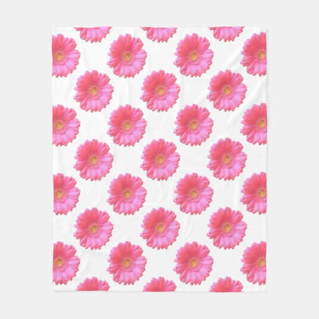 Pink gerbera daisy fleece blanket (Front)