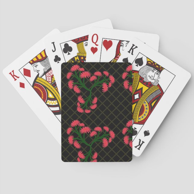 Pink Gerbera Daisy Floral Bouquet pattern  Playing Cards (Back)