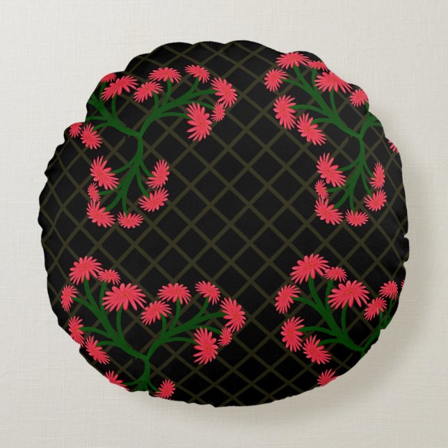 Pink Gerbera Daisy Floral Bouquet pattern  Round Cushion (Front)