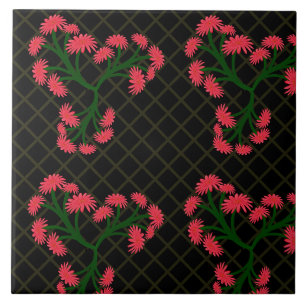 Pink Gerbera Daisy Floral Bouquet pattern Tile