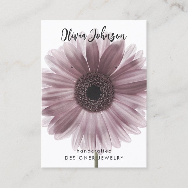 Pink Gerbera Daisy Floral Jewellery Earring Displa Business Card (Front)