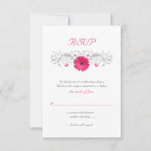 Pink Gerbera Daisy Floral Reply Card