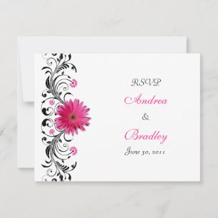 Pink Gerbera Daisy Floral RSVP Reply Card