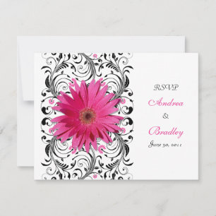 Pink Gerbera Daisy Floral RSVP Reply Card