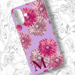 Pink Gerbera Daisy Flowers on Lavender Floral iPhone 16 Plus Case