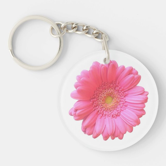 Pink gerbera daisy key ring (Front)