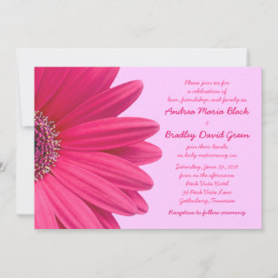 Pink Gerbera Daisy Lilac Purple Wedding Invitation