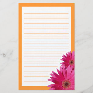 Pink Gerbera Daisy Orange Border Stationery
