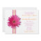 Pink Gerbera Daisy Plaid Ribbon Wedding Invitation