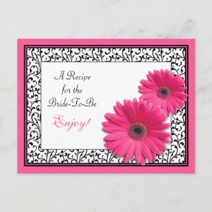 Pink Gerbera Daisy Recipe Card for the Bride to Be