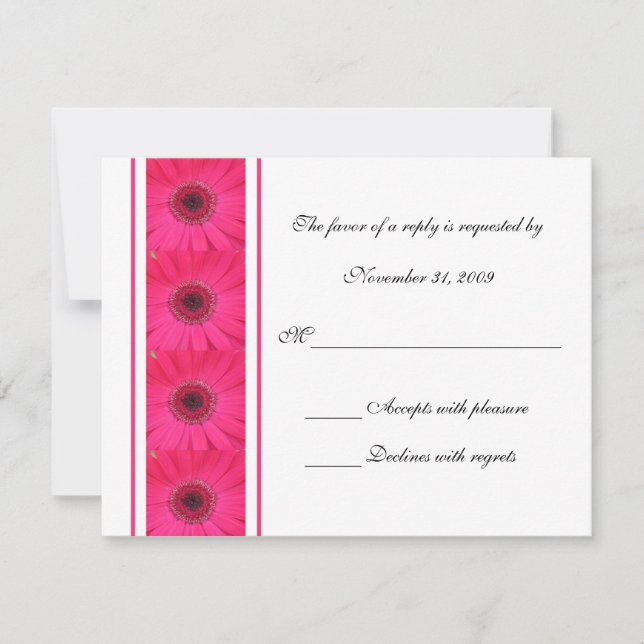 Pink Gerbera Daisy RSVP Wedding Invitation (Front)