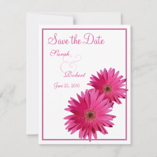 Pink Gerbera Daisy Save the Date Card